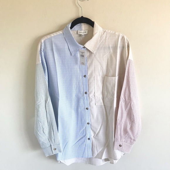 ACOA Striped Color Block Button Down Long Sleeved Shirt NWT From Buckle - Picture 16 of 16